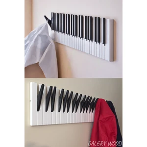 Galery Wood Dekoratif Ahşap 21 Tuşlu Piyano Elbise Askılık; Enstrümantal Çok Amaçlı Müzik, Duvar, Kapı Askı;15x75cm