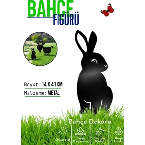 3Art Metal Dekoratif Metal Bahçe Süsü - Bahçe Dekorasyonu Dekor Tavşan - Saksı Üstüne Heykel Figürü