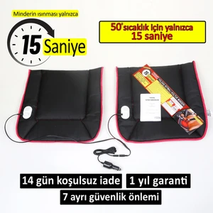 Jel Isıtmalı Oto Koltuk Minderi - Oto Koltuk Isıtıcı - Isıtmalı Minder - 15 Saniyede 50 Derece Koltuk Isıtma Minderi