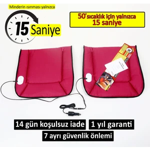 Jel Isıtmalı Oto Koltuk Minderi - Oto Koltuk Isıtıcı - Isıtmalı Minder - 15 Saniyede 50 Derece Koltuk Isıtma Minderi