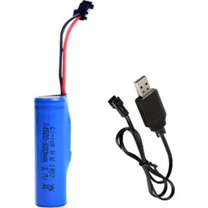 3.7V 14500 Li-On Oyuncak Pili ve USB Şarj Cihazı Siyah Soketli