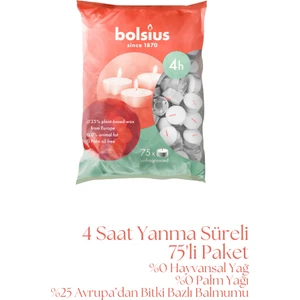 Tealight Mumlar - Beyaz - 75'li Paket - 4 Saatlik Uzun Yan ma Süresi - Ev Mumları - İç Dekorasyon - Kokusuz - Damlama Yok - Dumansız - Doğal Vegan Balmumu İçerir - Palmiye Yağı Yok