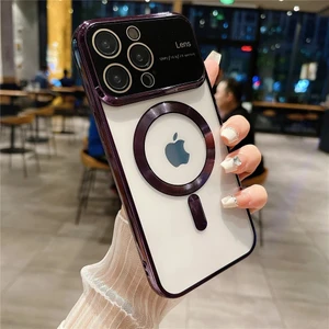 Apple iPhone 14 Pro Max Kılıf Magsafeli Frame Kapak Kılıf Mor