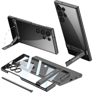 M.tk moveteck Samsung Galaxy S24 Ultra 5g Kılıf Ays L Stand Ultra Ince Arkası Şeffaf Clear Kenarları Renkli