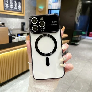 Apple iPhone 14 Pro Max Kılıf Magsafeli Frame Kapak Kılıf Siyah