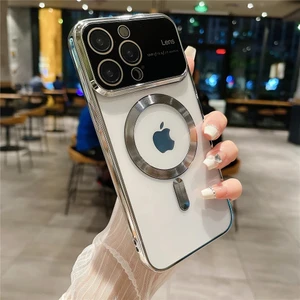 Apple iPhone 14 Pro Max Kılıf Magsafeli Frame Kapak Kılıf Gümüş