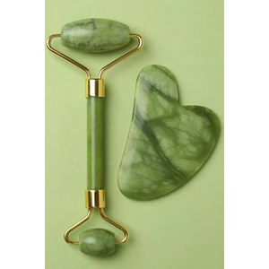 Yeşim Doğal Taş Face Roller ve Gua Sha Yüz Masaj Taşı 2'li Set