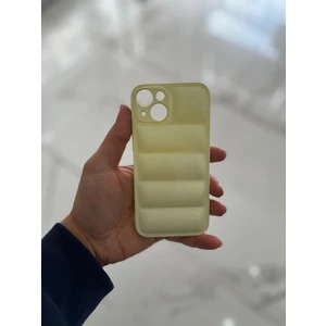 Apple iPhone 13 Uyumlu Şişme Puffer Silikon Kılıf Açık Sarı