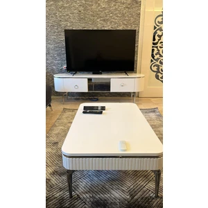 Desing Orta Sehpa Beyaz + Gümüş