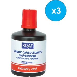 3 Adet Kraf Beyaz Yazı Tahtası Mürekkebi 100ML Kırmızı