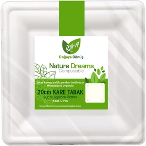 Nature Ekolojik Karton Kağıt Parti Tek Kullanımlık Kare Tabak - 20 Cm. - 6 Adetlik 10 Paket