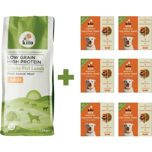 Yetişkin Köpek Maması 2,5 kg + Kuzu Etli Kito Fresh x 6