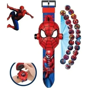 Spiderman Örümcek Adam Projeksiyonlu Saat 24 Farklı Karakteri Duvara Yansıtır