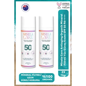 Minela Care Minelacare Antiaging 100% Organik Mineral Filtreli Yüksek Korumalı Yüz Güneş KREMI SPF50 2X70GR