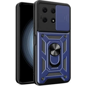 Xiaomi Poco X6 5g Kılıf Sert Silikon Tank Aramid Sürgülü Vega Yüzüklü Lacivert