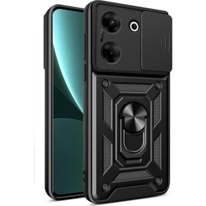 Tecno Camon 20 Pro 5g Kılıf Sert Silikon Tank Aramid Sürgülü Vega Yüzüklü Siyah
