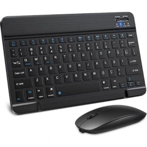 Bluetooth Kablosuz Şarjlı Türkçe Q Klavye Alüminyum Alışım Bluetooth Mini Mouse Süper Hafif Taşınabillir Bluetooth Eşleştirmeli Midi Klavye 25CM x 15CM