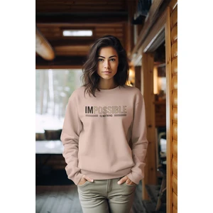 Impossıble Baskılı Tarz Kadın Bisiklet Yaka Sweatshirt