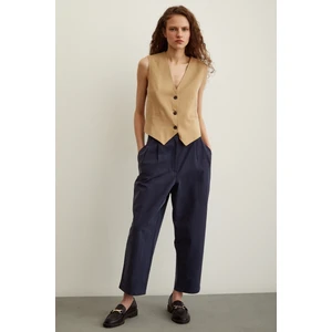 Never More  Önü Çift Pileli Pantolon Lacivert