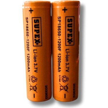 Supex SP-18650-1200F 3.7V 1200MAH Li-Ion Pil Başlıksız 2'li Fiyatı