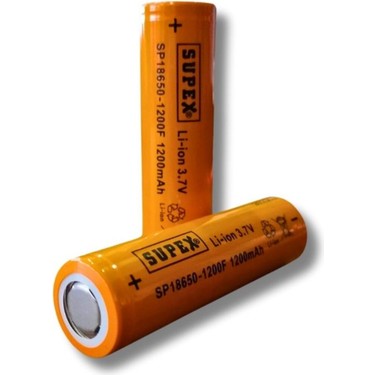 Supex SP-18650-1200F 3.7V 1200MAH Li-Ion Pil Başlıksız 2'li Fiyatı