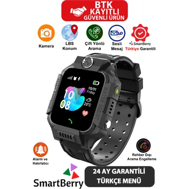 Smartberry Z2 LBS Konumlu Akıllı Çocuk Takip Saati Sim Kartlı Arama, Kameralı, Gizli Dinleme