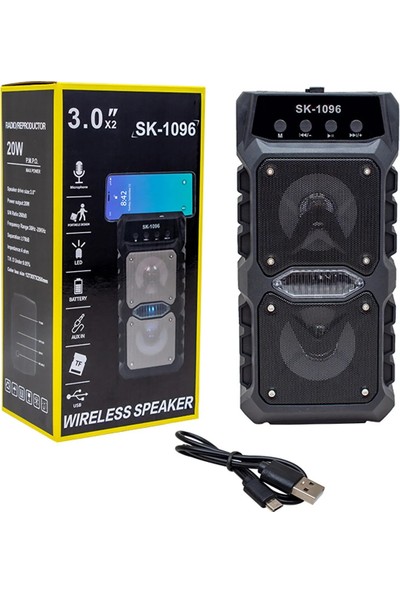 Aral Mini Avm 20 Watt Usb/sd/aux/fm/bluetooth Destekli Mikrofon Girişli Taşınabilir Parti Hoparlörü