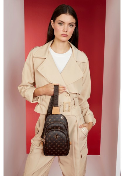 Kahve Monogram Kadın Bel Çantası 05PO22Y1535-MN Kh