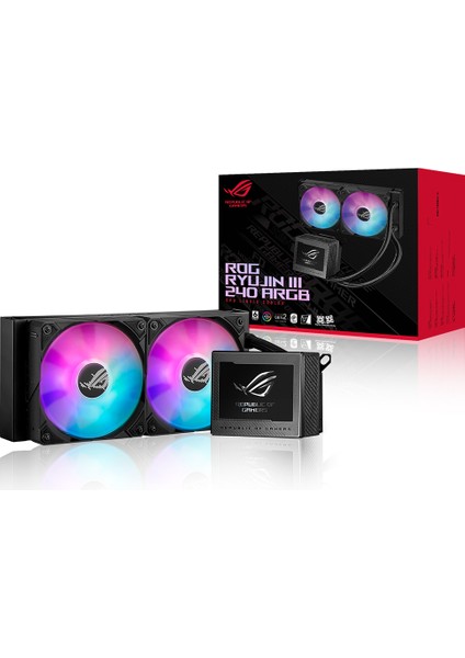 ASUS ROG RYUJIN III 240 ARGB OLED 3,5" LCD AURA SYNC RGB 3X NOCTUA IPPC 2000 PWM 120MM FAN SIVI CPU SOĞUTUCUSU