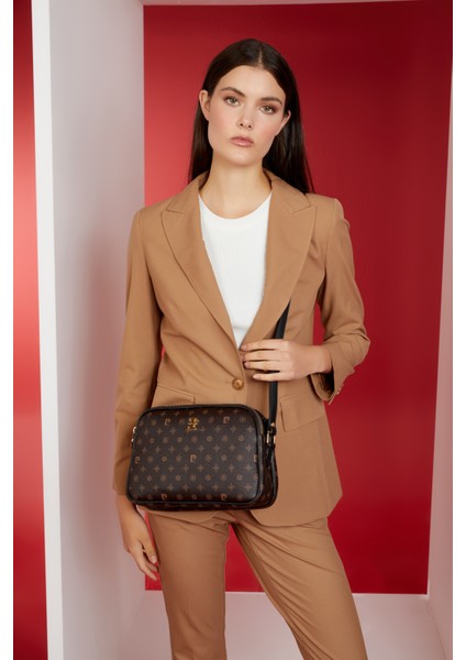 Kahve Monogram Kadın Çapraz Çanta 05PO22Y1536-MN Kh