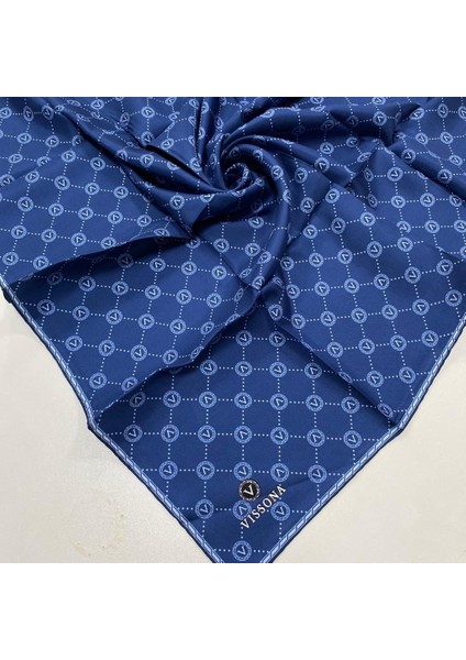 Gece Mavi-Indigo Monogram Desenli Tivil Ipek Eşarp DGN52033-0031 modelleri
