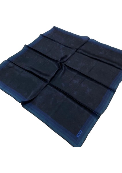 Lacivert Bulut Desenli Taşlanmış Saten İpek Eşarp 8783757 - 313