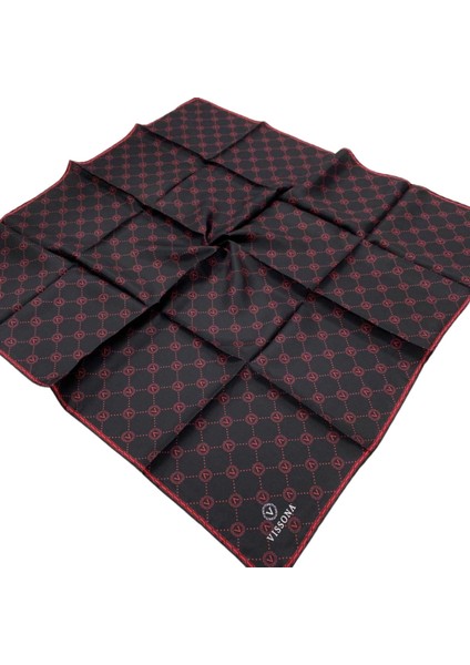 Siyah-Kırmızı Monogram Desenli Tivil Ipek Eşarp DGN52033-01-17 fiyatları