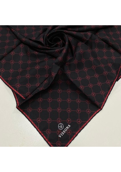 Siyah-Kırmızı Monogram Desenli Tivil Ipek Eşarp DGN52033-01-17 modelleri