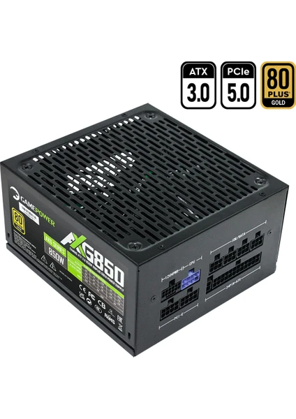 AXG-850 14CM 80+ Gold Atx 3.0 Pcı-E 5.0 850W Power Supply