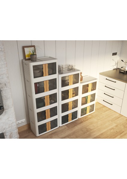 Hi-Box 3'lü Katlanabilir Istiflenebilir Çok Amaçlı Organizer Eşya Dolabı Saklama Kutusu Plastik