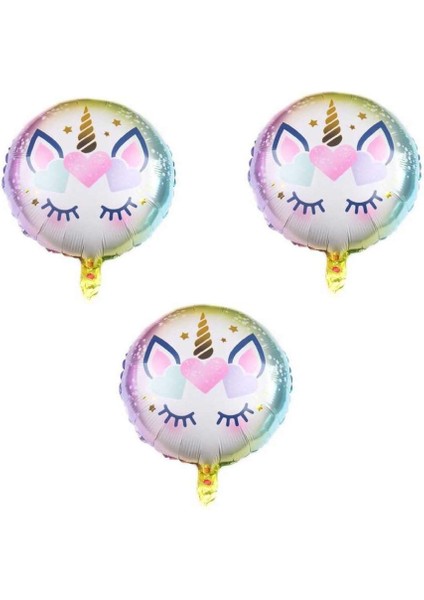 Unicorn Yuvarlak Folyo Balon 3 Adet