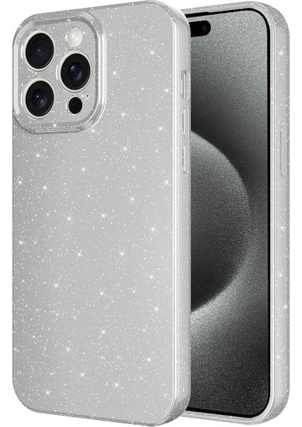 iPhone 15 Pro Uyumlu Glare Serisi Kamera Korumalı Simli Silikon Kılıf