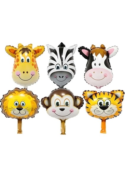 6'lı Safari Hayvanlar Figürlü Folyo Balon Seti