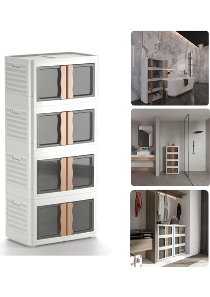 Hi-Box 4'lü Katlanabilir Istiflenebilir Çok Amaçlı Organizer Eşya Dolabı Saklama Kutusu