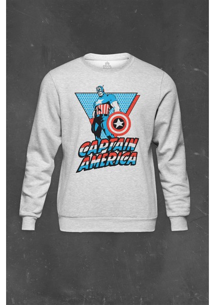 Gri Sweatshirt Kaptan Amerika Captain America Since 1941 Baskılı Unisex Sweat