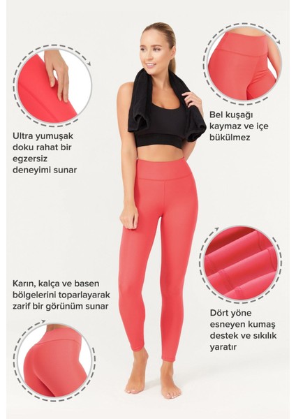 Kadın Mercan Yüksek Bel Toparlayıcı Spor Tayt Basics modelleri