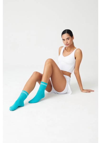 3 Çift Çok Renkli Pamuklu Orta Boy Retro Çorap Half Crew