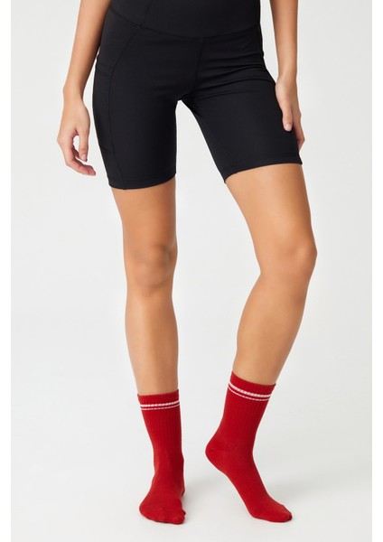 3 Çift Çok Renkli Pamuklu Orta Boy Retro Çorap Half Crew