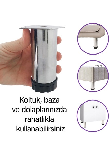 Metal Ayarlanabilir 10 cm Krom Destek Ayağı Mobilya Kanepe Baza Koltuk Dolap Sehpa Tv Ünitesi Ayağı fiyatları