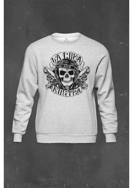 Gri Sweatshirt Hip Hop Rap Kuru Kafa La Coka Nostra Gun In Your Mouth Baskılı Unisex Sweat