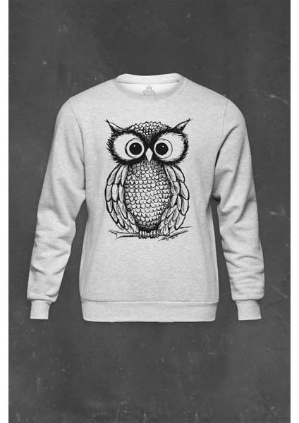 Gri Sweatshirt Baykuş Owl Gang Hip Hop Music Baskılı Unisex Sweat