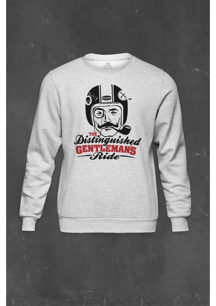 Gri Sweatshirt Centilmen Sürücü Gentleman Ride Driver Baskılı Unisex Sweat