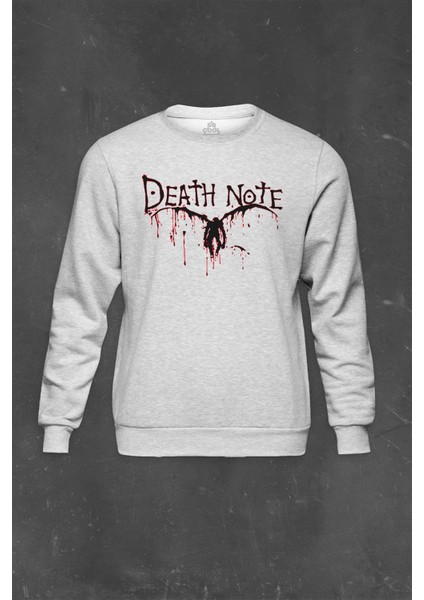 Gri Sweatshirt Death Note Oyun Ölüm Notu Baskılı Unisex Sweat