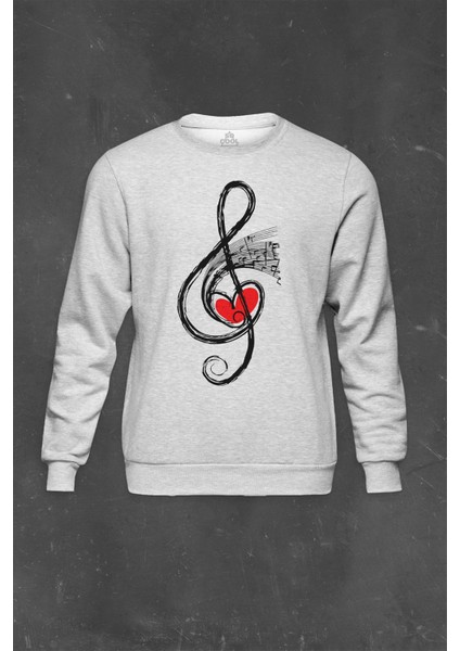 Gri Sweatshirt Metallica Müzik Nota Sol Anahtarı Music Baskılı Unisex Sweat